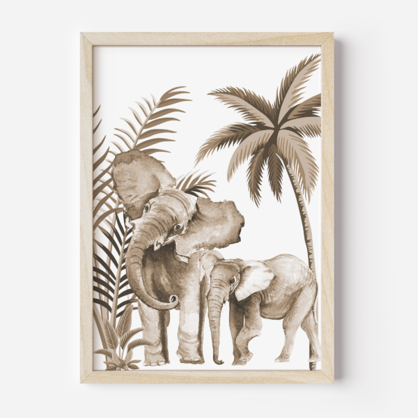 Poster Vintage taupe olifant